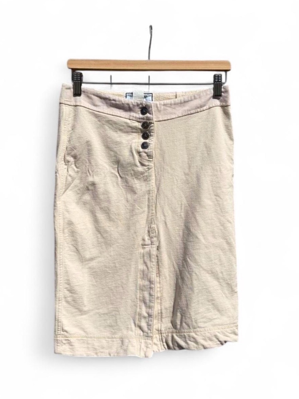 Hard Tail Beige Button-Front Pencil Skirt
